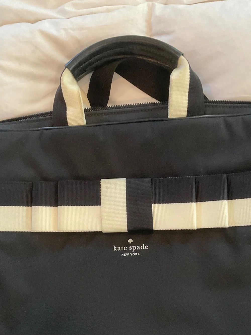 kate spade Black and Cream Laptop Bag with Removable Strap
